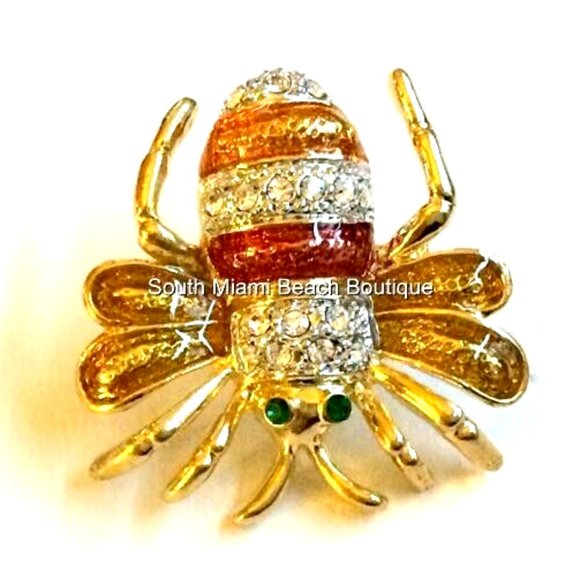 Bumble Bee Lapel Pin Brooch Gold Plated Crystal Tie Tac Hat Enamel Insect - Picture 3 of 9